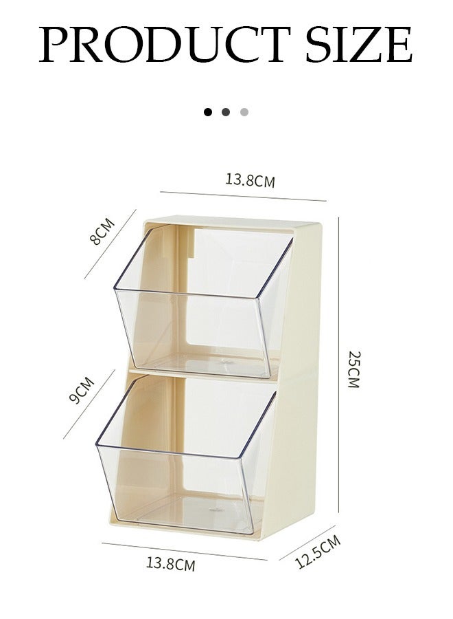 DUNISO Tea Box Tea Bag Organizer, two layer plastic snack compartment rack, desktop sorting rack, suitable for storing coffee, beverages, snacks, and small items, white, 25 * 13.8 * 12.5cm - Image 2