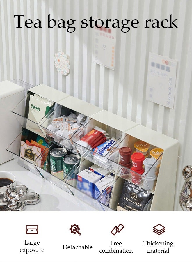 DUNISO Tea Box Tea Bag Organizer, two layer plastic snack compartment rack, desktop sorting rack, suitable for storing coffee, beverages, snacks, and small items, white, 25 * 13.8 * 12.5cm - Image 3