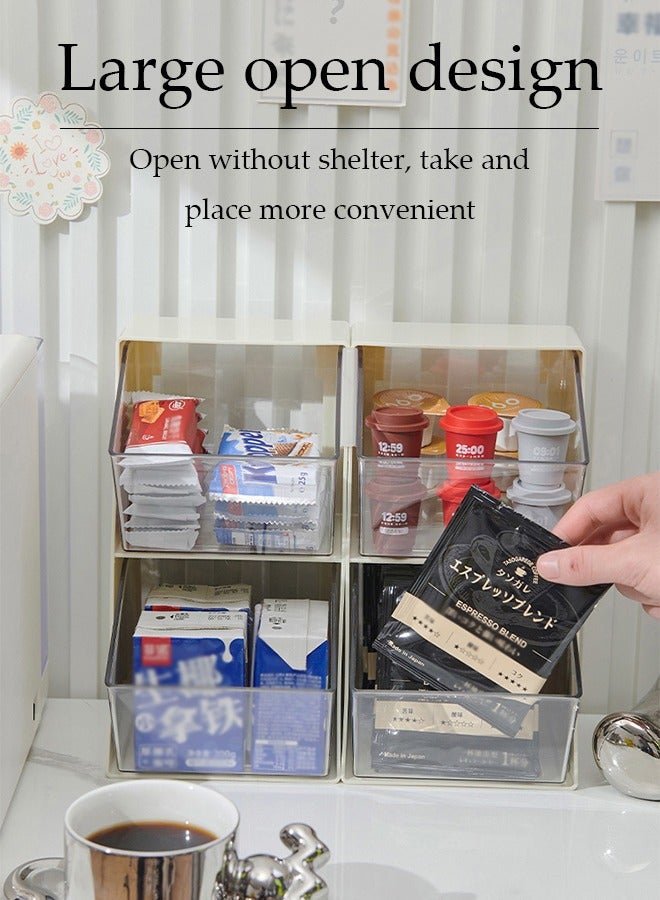 DUNISO Tea Box Tea Bag Organizer, two layer plastic snack compartment rack, desktop sorting rack, suitable for storing coffee, beverages, snacks, and small items, white, 25 * 13.8 * 12.5cm - Image 4