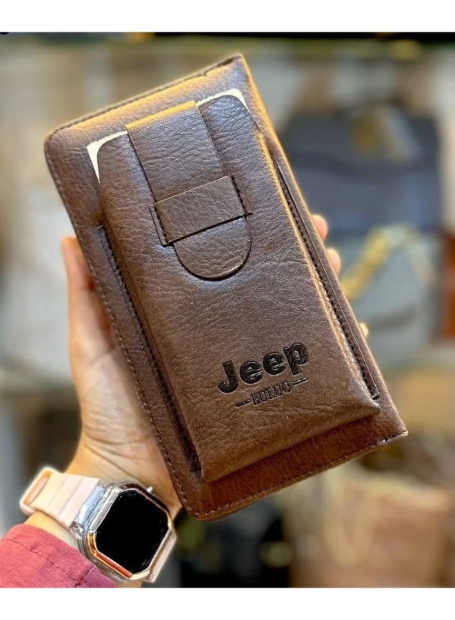 Jeep Buluo Modern and practical men's wallet with mobile phone case - brown  - Image 3