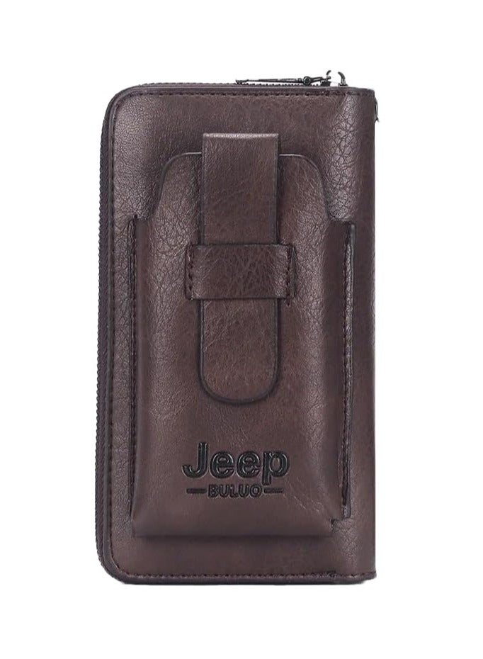 Jeep Buluo Modern and practical men's wallet with mobile phone case - brown - Image 3