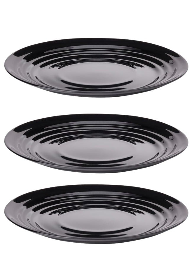 أيكيا 3 قطع طبق جانبي للعشاء من الزجاج المقوى مقاس 19 سم، آمن للاستخدام في غسالة الأطباق والميكروويف، باللون الأسود. - Image 1