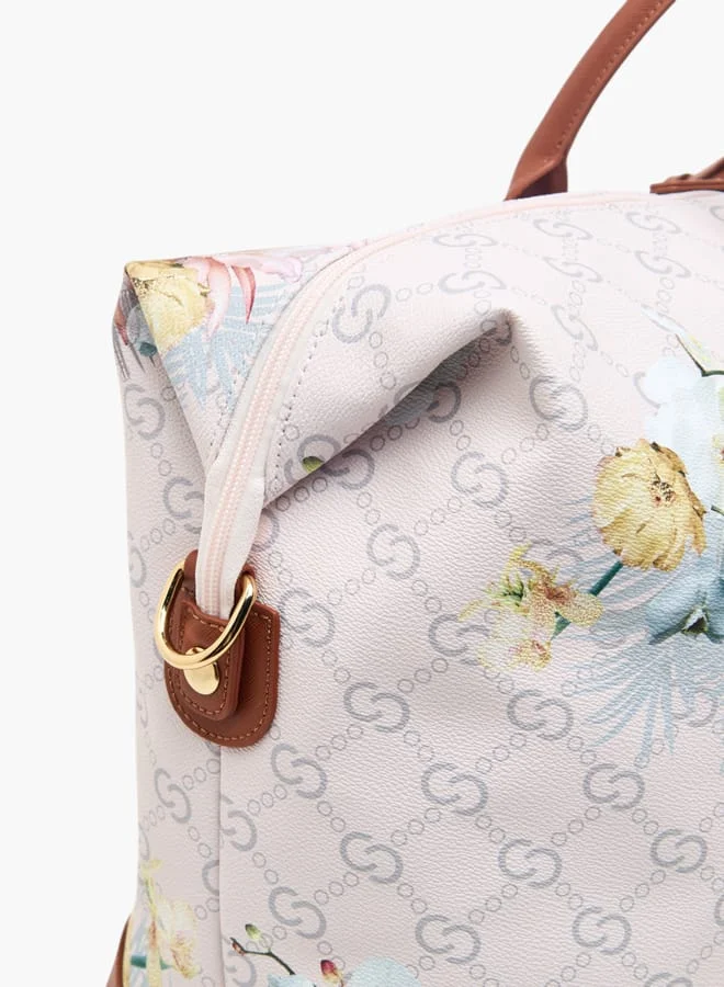 Celeste Men Floral Print Duffle Bag with Detachable Strap and Zip Closure