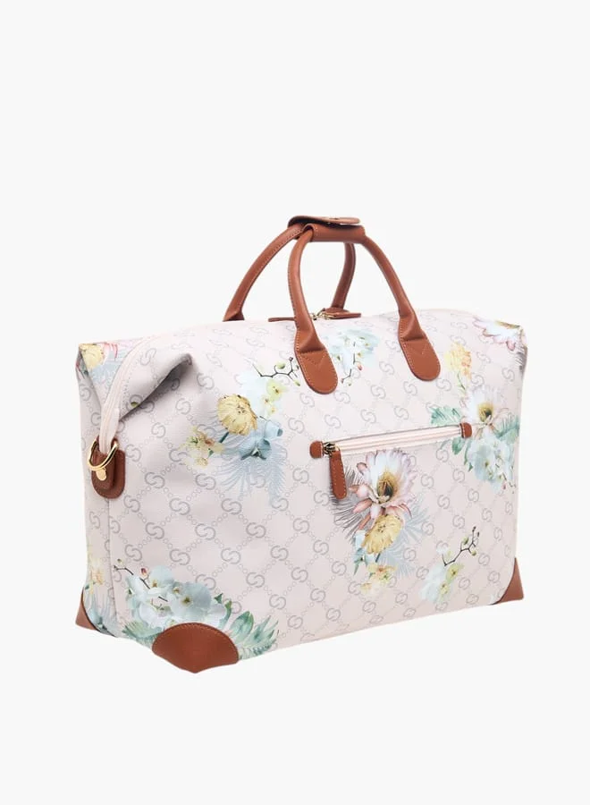 Celeste Men Floral Print Duffle Bag with Detachable Strap and Zip Closure