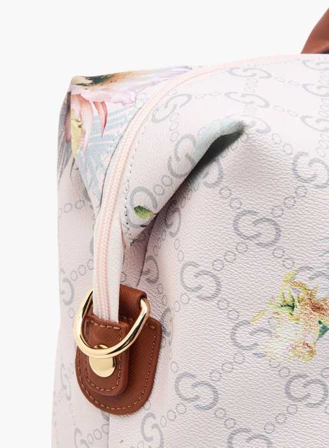 Celeste Men Floral Print Duffle Bag with Detachable Strap and Zip Closure