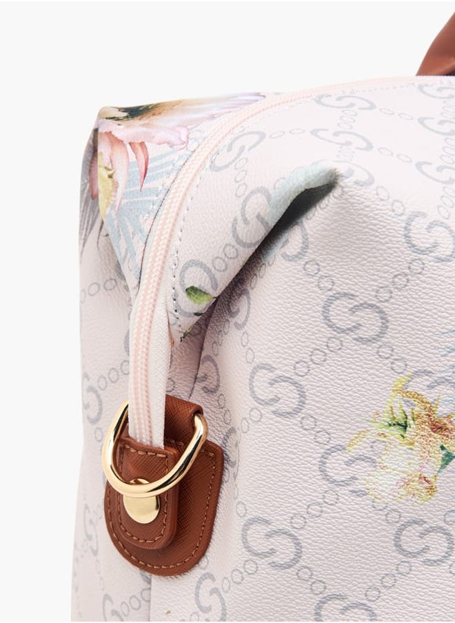 Celeste Men Floral Print Duffle Bag with Detachable Strap and Zip Closure  - Image 4