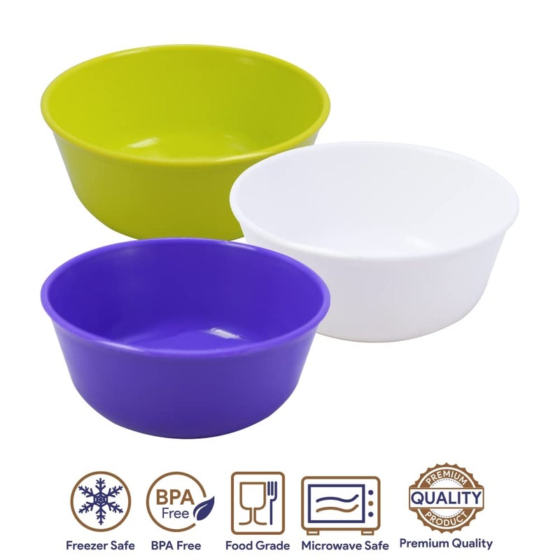 MORVI MORVI Wonder Plastic Sigma 300 Microwave Safe Multipurpose Mixing Bowls Set of 12 pc Bowl 300 ml Green White Violet Color Made in India MRV08894  - Image 4