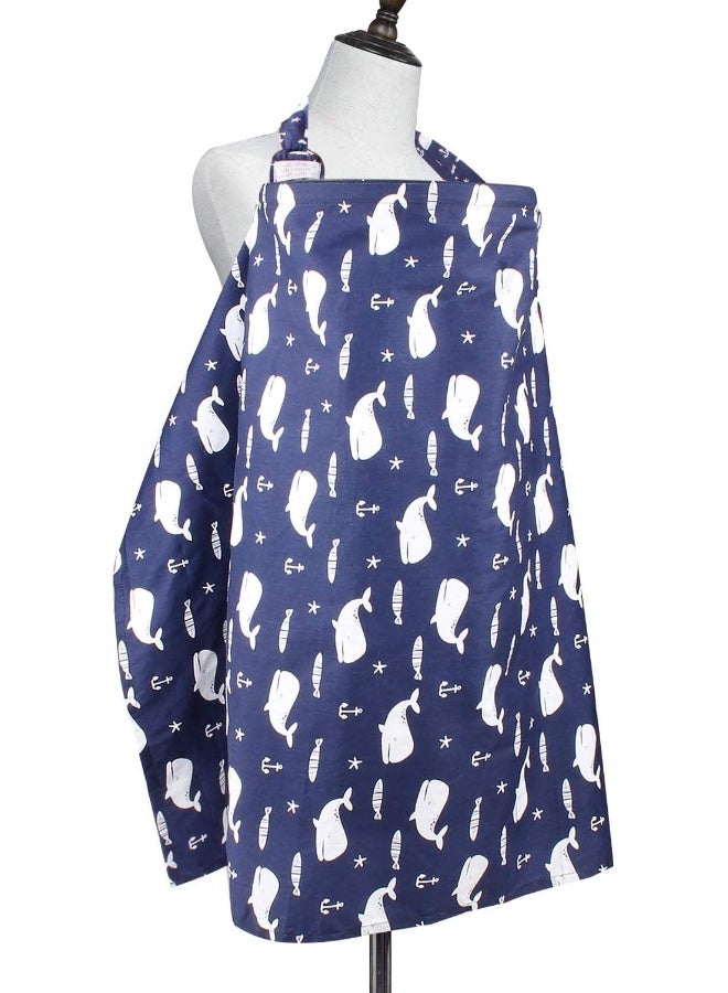 UHINOOS Nursing Cover for Mom Breastfeeding, Baby Privacy Nursing Covers Up Breathable Cotton with Adjustable Hoop for Mother (Blue) - Image 5