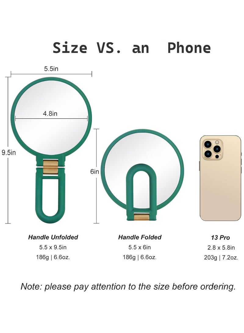 30x Magnifying Mirror, Travel Hand Mirrors with Handle - Double Side Handheld Mirror with 1X 30X Magnification  Adjustable Handle/Stand, Hand Held Foldable Travel Mirror for Makeup(Army Green) - Image 3
