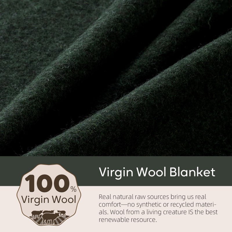 Molithe 100% Wool Blanket, 62" x 86", Warm, Thick, Washable, Military Wool Blanket, Great for Camping, Outdoors, Sporting Events, Survival Kits - Image 3