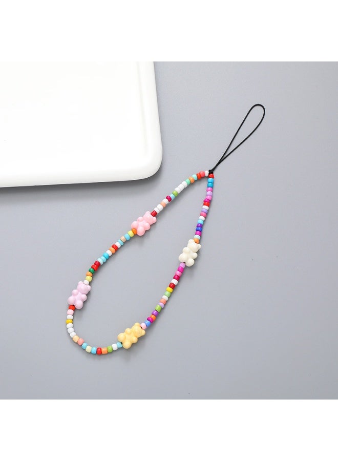 NIBEMINENT Phone Charm/ Chain Strap for Women Girls, Pearl Bow Cell Phone Case Lanyard Wrist Strap