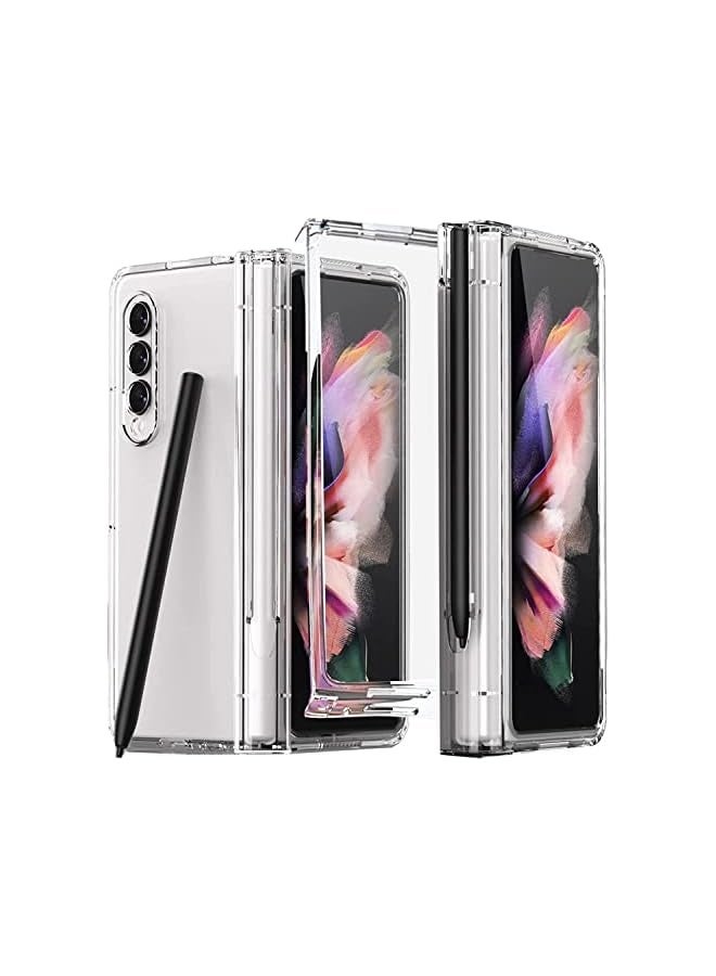 Compatible with Samsung Galaxy Z Fold 4 Case with Pen, with Hinge Protection & Slot, Full Protective Cover with Front Screen Protector Case (The Pen is Not Original) (Samsung Galaxy Z Fold 4, Clear) - Image 1