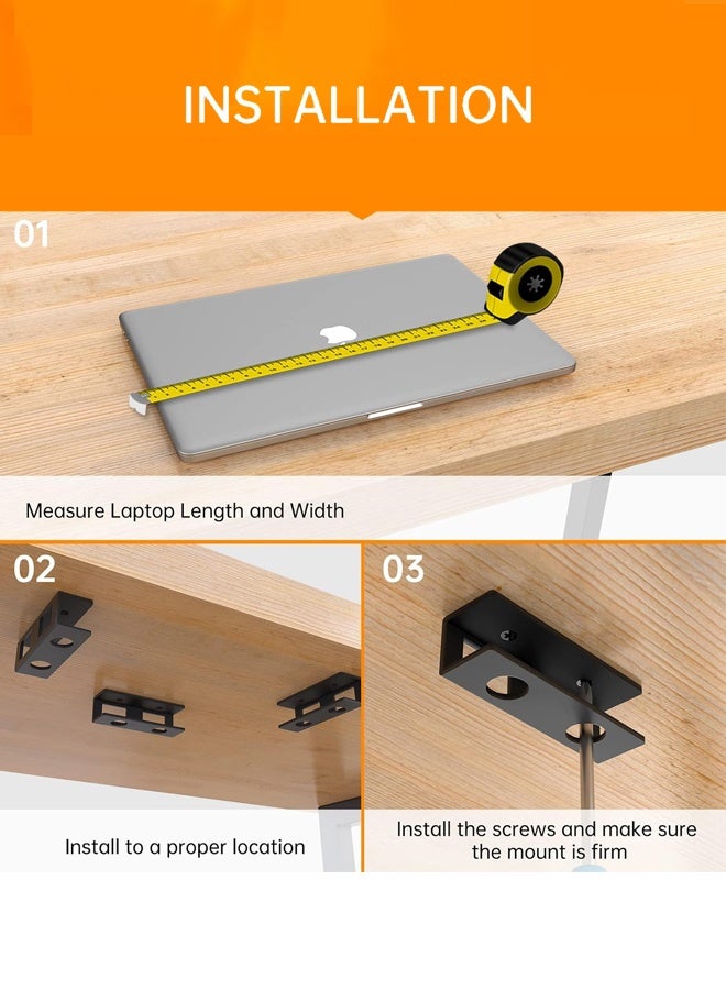 3-Piece Under Desk Laptop Mount, Adjustable Width, Anti-Scratch Felt, Holds 30lbs, Space Saving for Office Home - Image 3