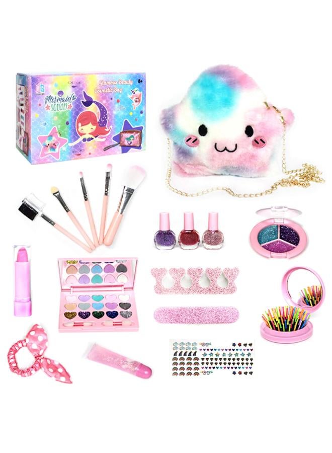 Girls Makeup Kit for Kids Children's Makeup Set Girls Princess Make Up Box Nontoxic Cosmetics Kit Toys Pretend Play Makeup Beauty Toys Christmas Gift Birthday Gift