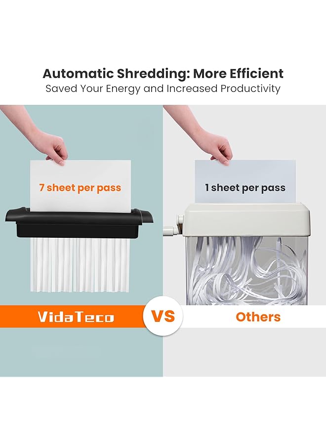 إيروريكس آلة تقطيع صغيرة الحجم للاستخدام المنزلي، آلة تقطيع ورق بدون سلة، 7 قطع ورقية، بطاقة ائتمانية، آمنة، P 2، مقاومة للتشويش، صغيرة محمولة مع ذراع قابل للتمديد - Image 4