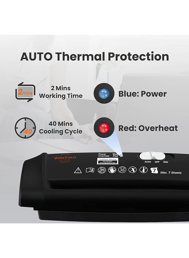 إيروريكس آلة تقطيع صغيرة الحجم للاستخدام المنزلي، آلة تقطيع ورق بدون سلة، 7 قطع ورقية، بطاقة ائتمانية، آمنة، P 2، مقاومة للتشويش، صغيرة محمولة مع ذراع قابل للتمديد - Image 2