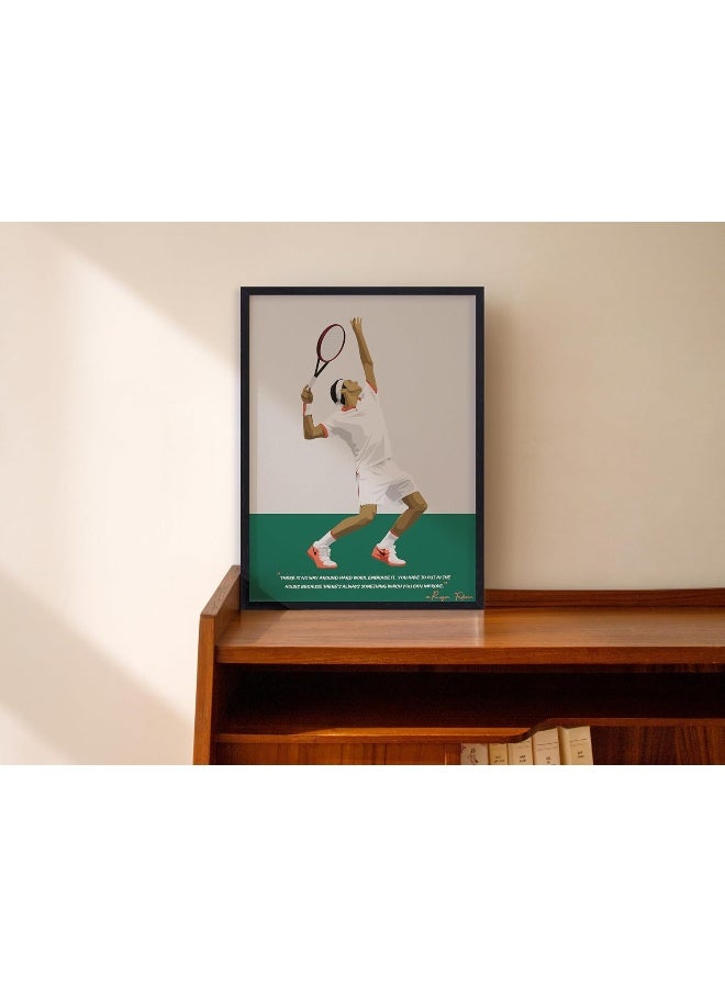 QUOTE - UNQUOTE ART Roger Federer Framed Poster - Tennis Frames - 13x17 inches - Black Frame - Image 2