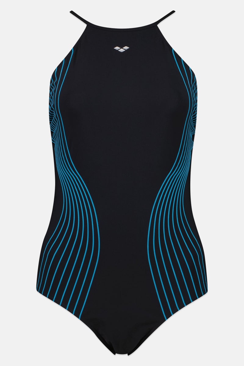 arena Women Brand Logo One Piece Swimsuit, Black - Image 2