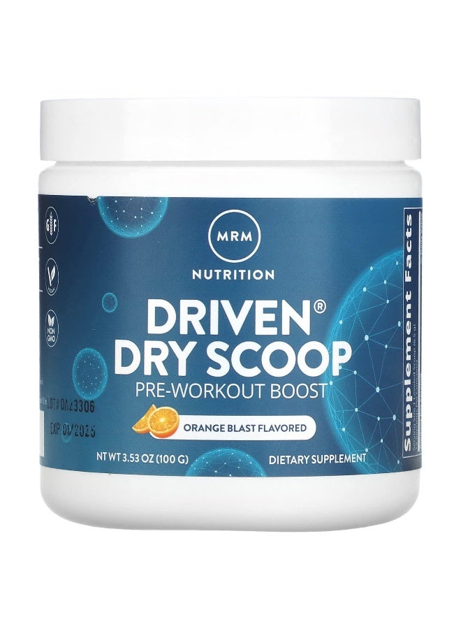 MRM Nutrition MRM Nutrition, Driven Dry Scoop, Pre-Workout Boost, Orange Blast, 3.53 oz (100 g)  - Image 1