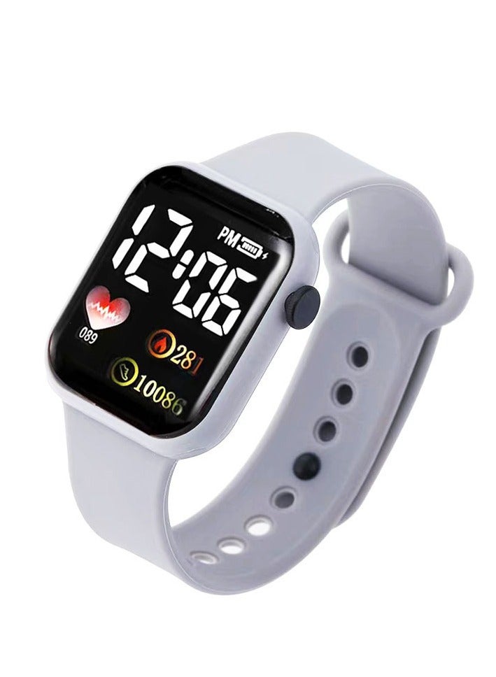 New Small Square Student Sports Watch LED Electronic Smart Electronic Watch (Grey) - Image 1