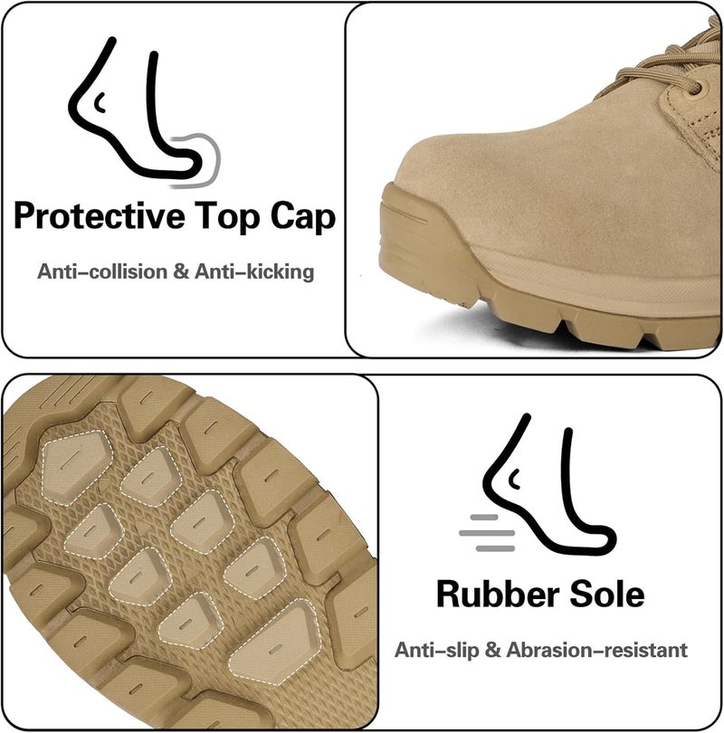 LUDEY Lightweight Tactical Military Boots for Men - Breathable Army Combat Police Boots - Sand Color - Image 4