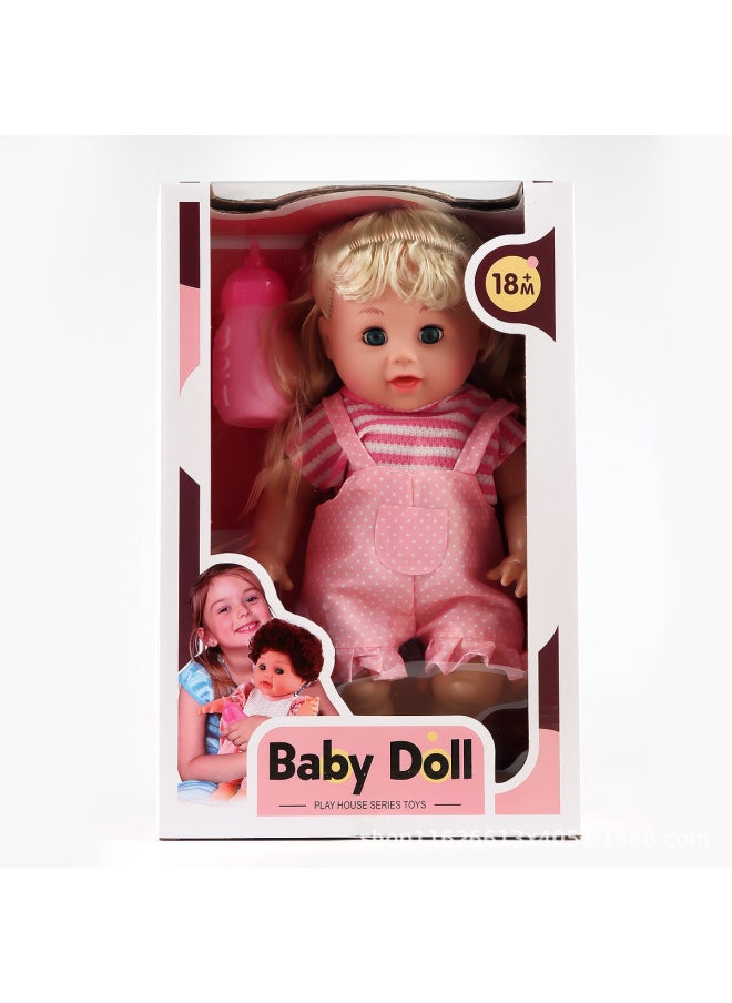 Generic - Cross Border Vinyl Doll Baby Simulation Cute Doll 12 Inch 18 Rebirth Baby Soft Glue Girl Doll Toy-Height:12inch Blow Bottles With Straight Hair And Live Eyes (boys) + Bottle + Dinner Plate - Fruit Machine - Ice Cream - Image 1