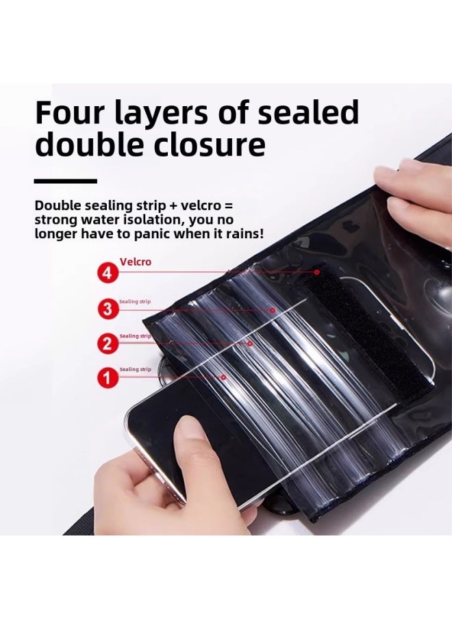 Generic - Takeaway Mobile Phone Waterproof Bag High-definition Multi-layer Large Protective Case Rainproof Special Touchscreen Charger Phone Case-Color:Black  Single Hold Mobile Phone - Image 1