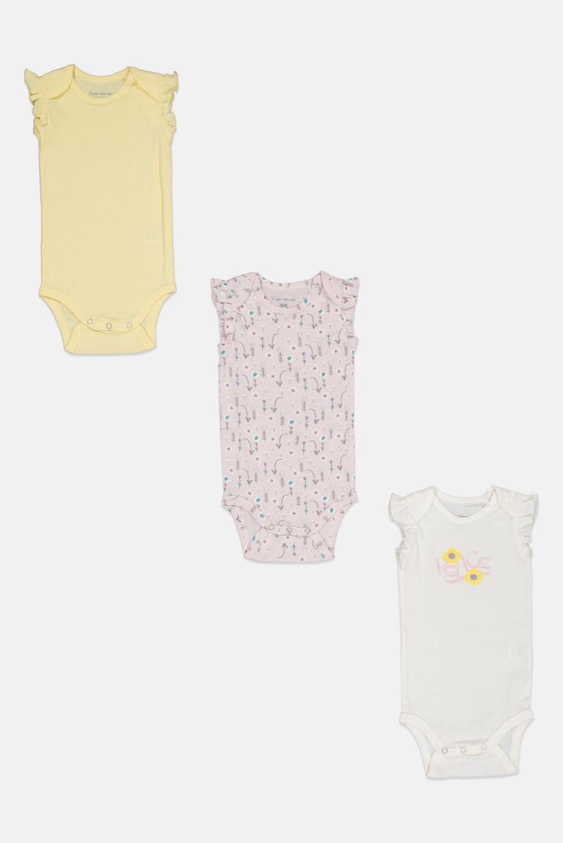 English Laundry Toddlers Girl 3 Pieces Crew Neck Graphic Print Bodysuit, Multicolor - Image 2