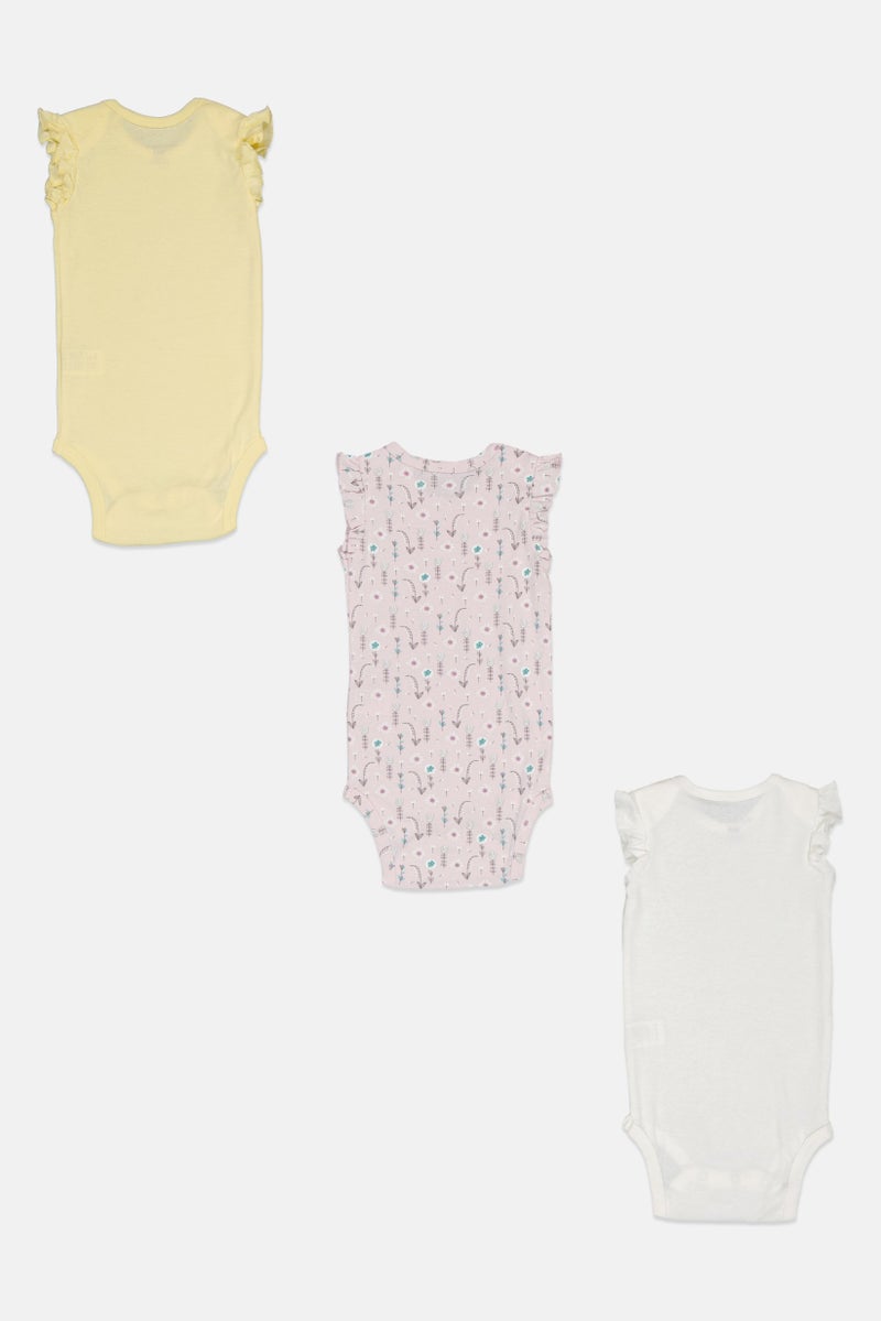 English Laundry Toddlers Girl 3 Pieces Crew Neck Graphic Print Bodysuit, Multicolor - Image 4