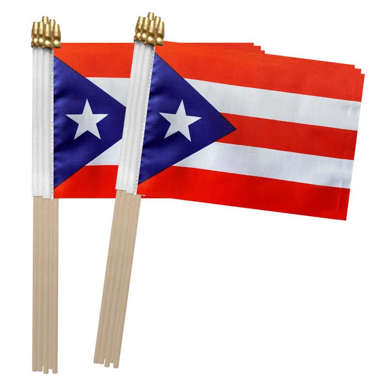 TSMD Puerto Rico Stick Flag Puerto Rican Small Mini Hand Held Flags,5x8 Inch,12 Pack - Image 1