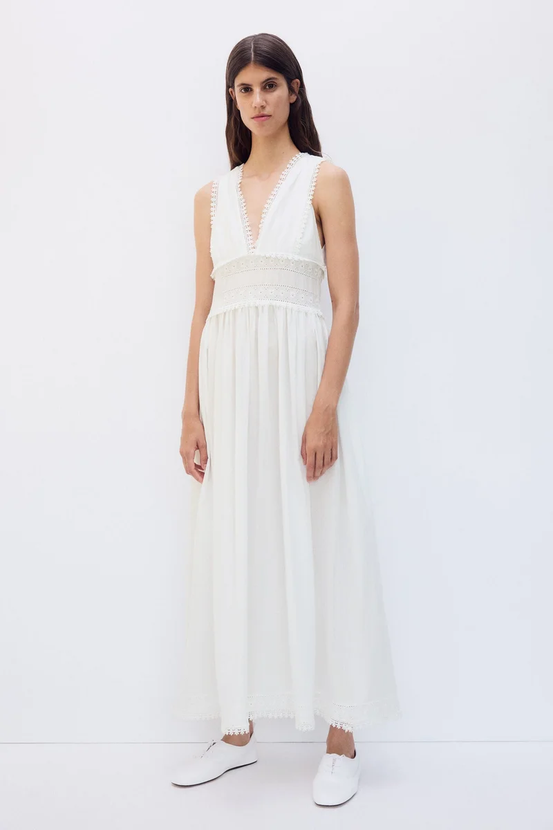 H&M MAMA Lace-trimmed cotton nursing dress
