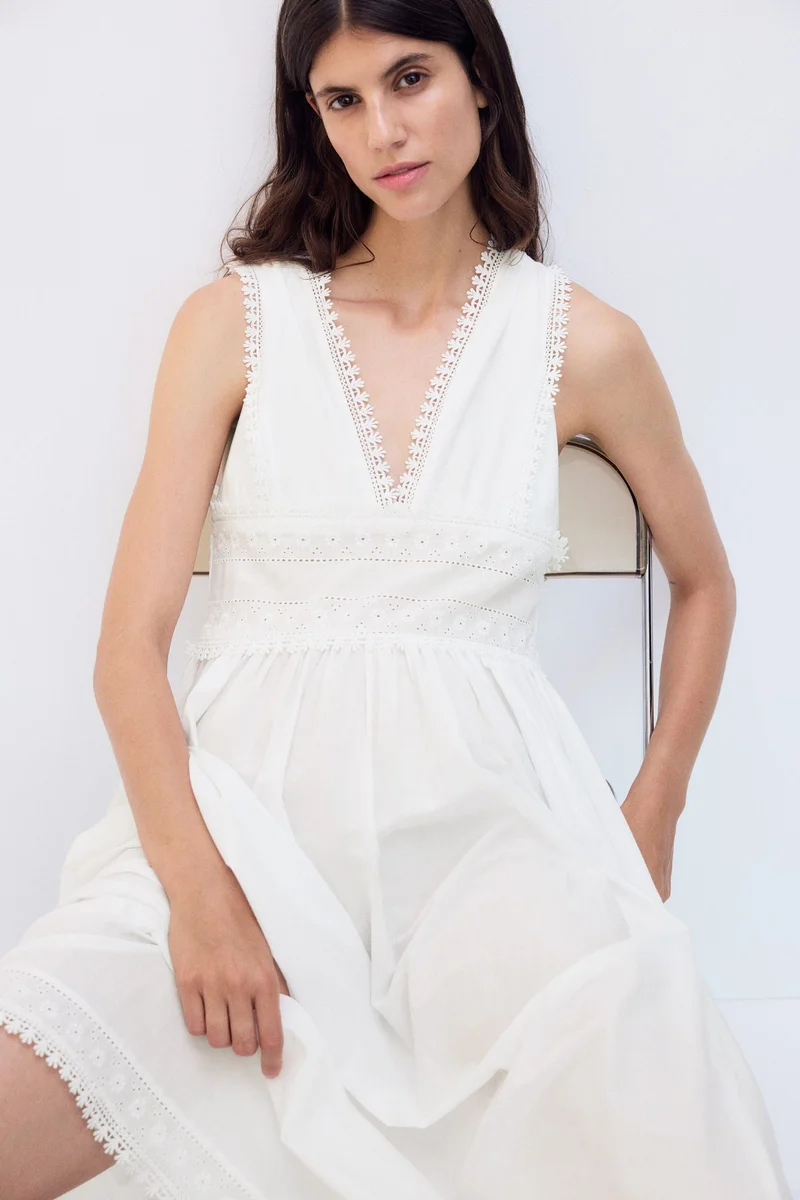 H&M MAMA Lace-trimmed cotton nursing dress
