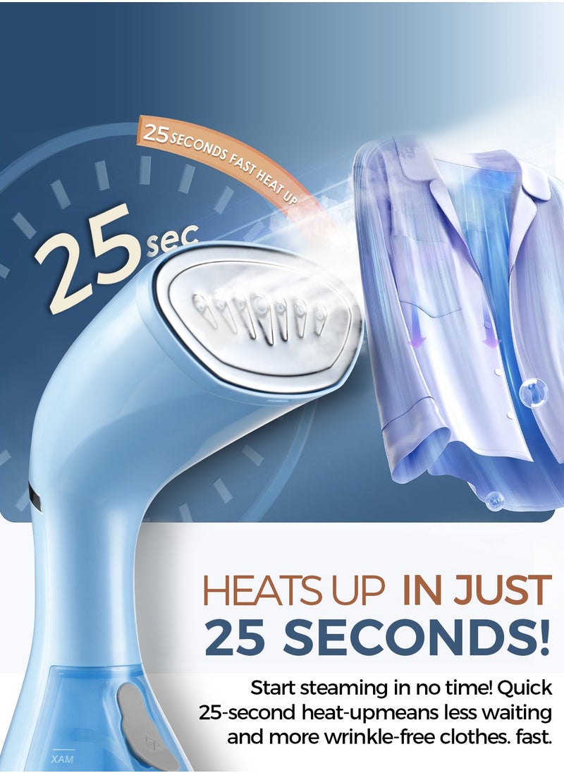 1500W Powerful Garment Steamer – Handheld Clothes Steamer for Wrinkle-Free Fabrics, Quick 25s Heat-Up 300ml Tank, Lightweight & Efficient – Ideal for Home & Travel