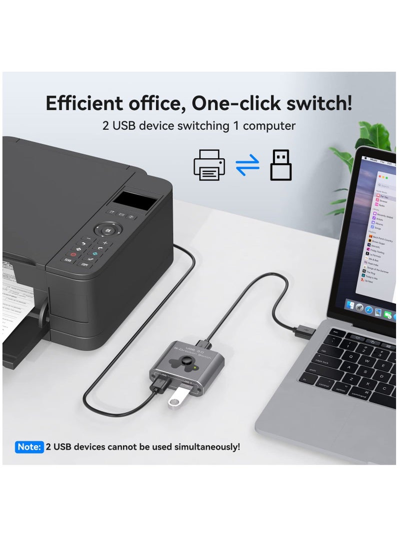 مفتاح USB 3.0 ثنائي الاتجاه 2 في 1 مخرج و 1 في 2 مخرج 5Gbps مفتاح USB عالي السرعة 2 كمبيوترات تشارك 1 جهاز USB - Image 3