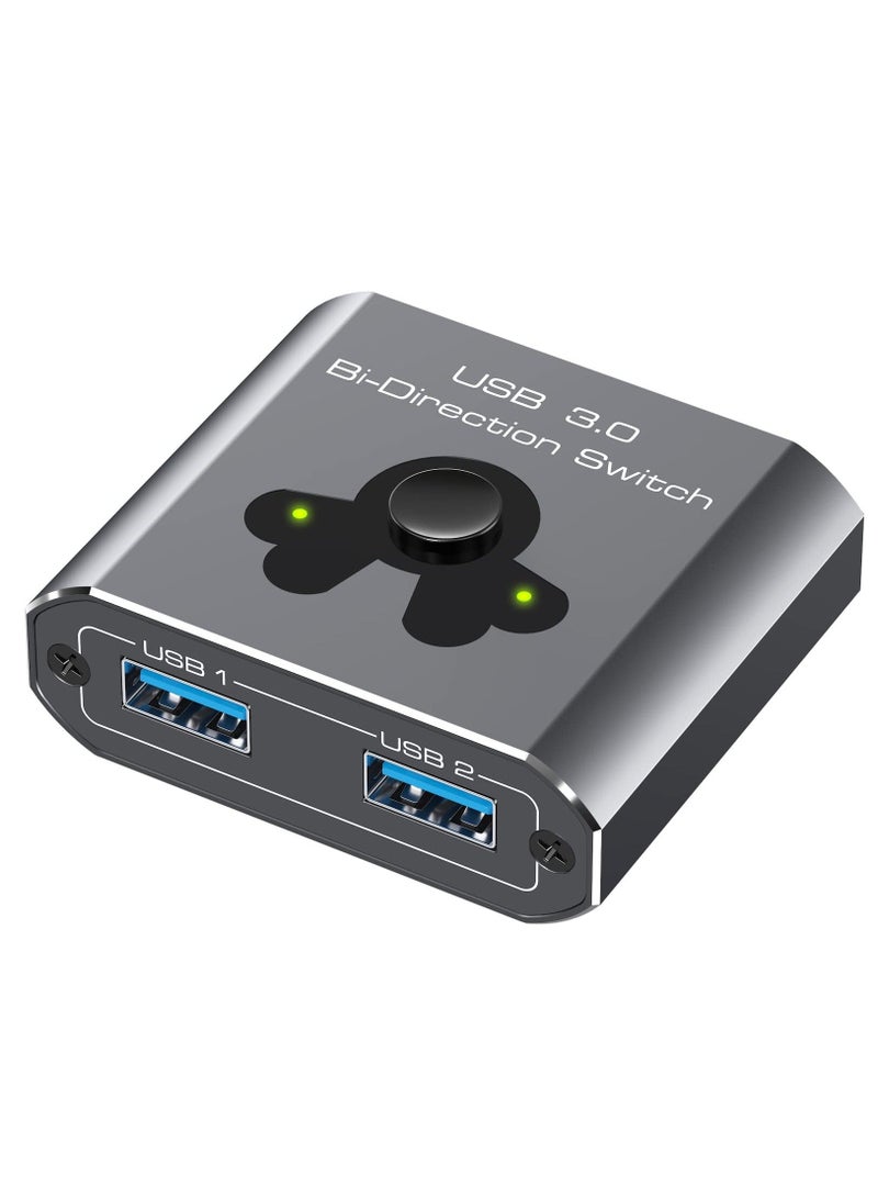 مفتاح USB 3.0 ثنائي الاتجاه 2 في 1 مخرج و 1 في 2 مخرج 5Gbps مفتاح USB عالي السرعة 2 كمبيوترات تشارك 1 جهاز USB - Image 1