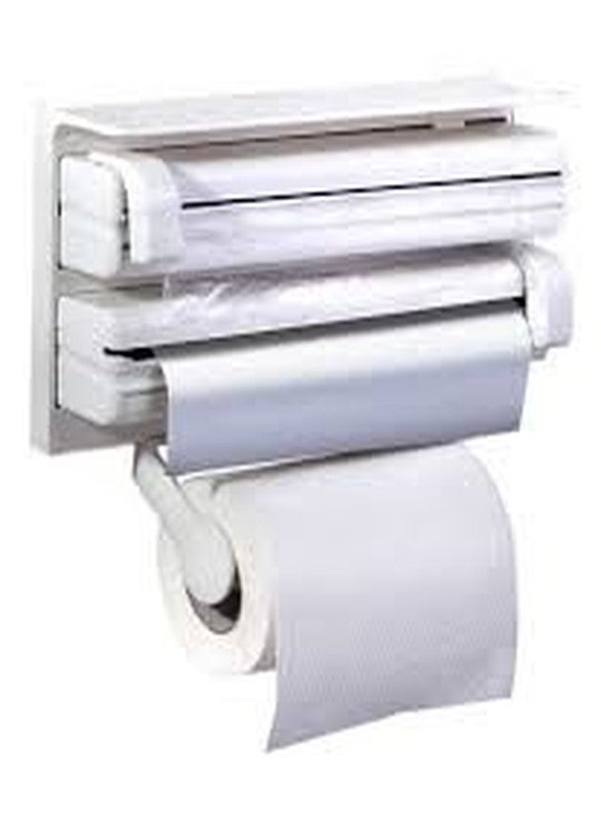 Flipco 3 in 1 Multipurpose Use Kitchen Triple Paper Roll Dispenser & Holder for Kitchen Tissue Paper Roll, Aluminum Foil and Plastic Wrapping Film/Cling Film - Image 1