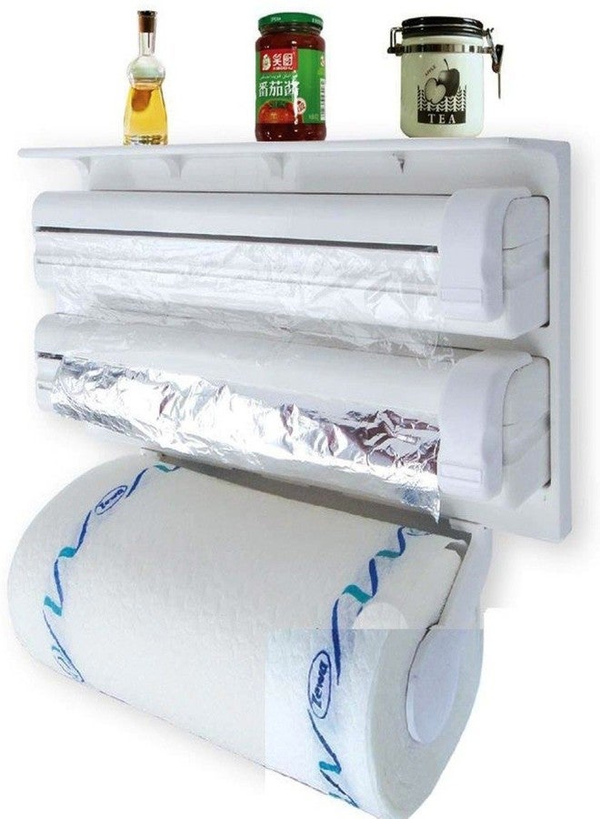Flipco 3 in 1 Multipurpose Use Kitchen Triple Paper Roll Dispenser & Holder for Kitchen Tissue Paper Roll, Aluminum Foil and Plastic Wrapping Film/Cling Film - Image 2