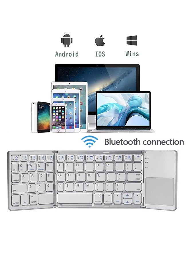 Generic Foldable Bluetooth Keyboard with Touchpad, Rechargeable Ultra Slim Mini Pocket Folding Keyboard, Wireless Portable Keyboard Compatible With Android, iOS, Windows System, Mobilephone, Tablet, Laptop Device  - Image 3