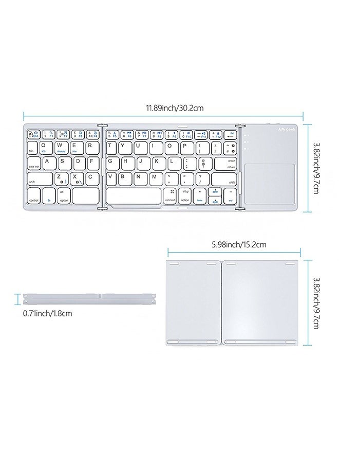 Generic Foldable Bluetooth Keyboard with Touchpad, Rechargeable Ultra Slim Mini Pocket Folding Keyboard, Wireless Portable Keyboard Compatible With Android, iOS, Windows System, Mobilephone, Tablet, Laptop Device  - Image 2