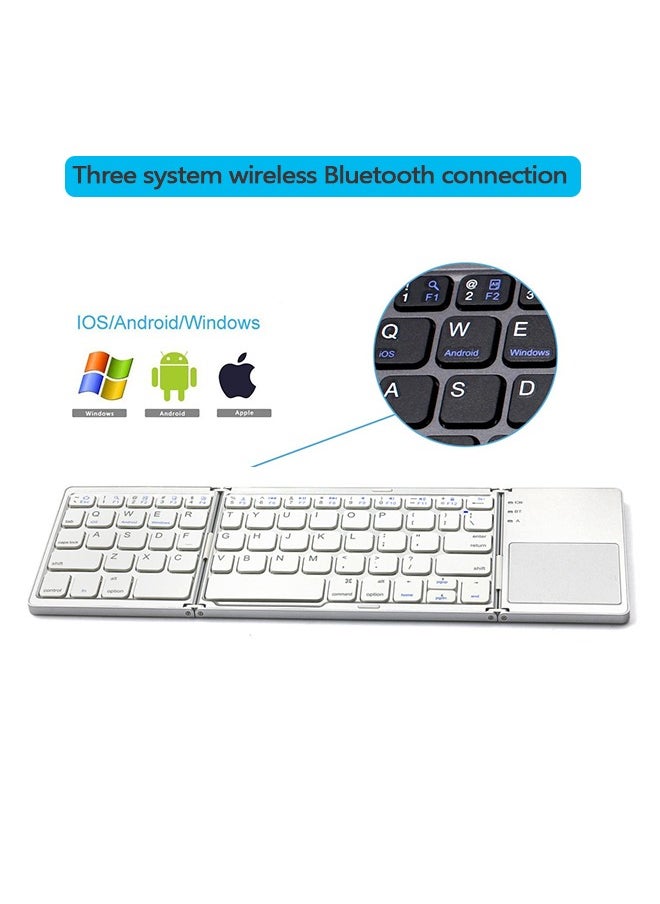 Generic Foldable Bluetooth Keyboard with Touchpad, Rechargeable Ultra Slim Mini Pocket Folding Keyboard, Wireless Portable Keyboard Compatible With Android, iOS, Windows System, Mobilephone, Tablet, Laptop Device  - Image 5