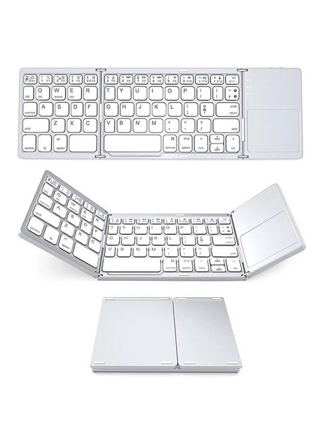 Generic Foldable Bluetooth Keyboard with Touchpad, Rechargeable Ultra Slim Mini Pocket Folding Keyboard, Wireless Portable Keyboard Compatible With Android, iOS, Windows System, Mobilephone, Tablet, Laptop Device  - Image 1