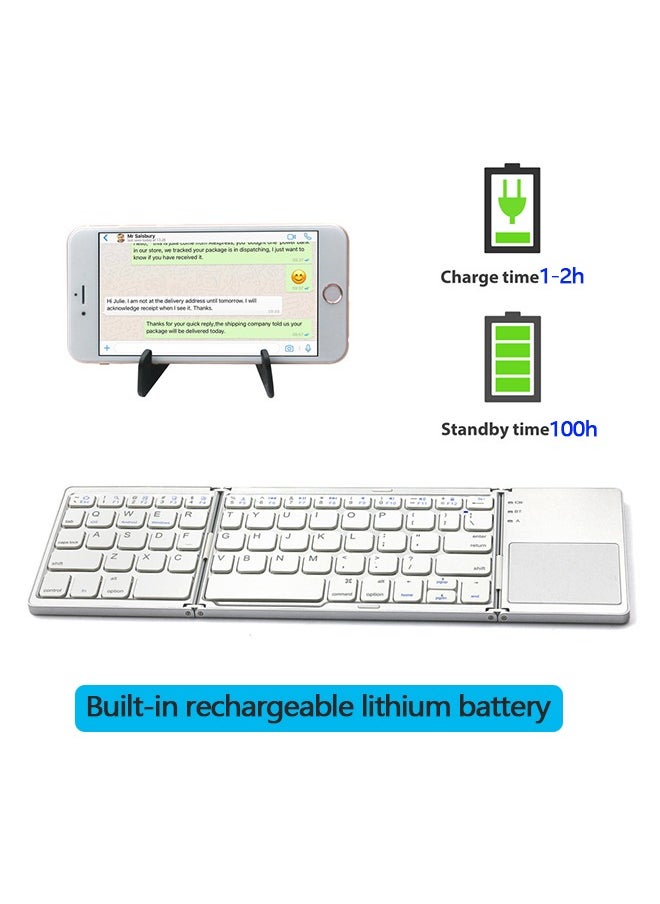 Generic Foldable Bluetooth Keyboard with Touchpad, Rechargeable Ultra Slim Mini Pocket Folding Keyboard, Wireless Portable Keyboard Compatible With Android, iOS, Windows System, Mobilephone, Tablet, Laptop Device  - Image 4