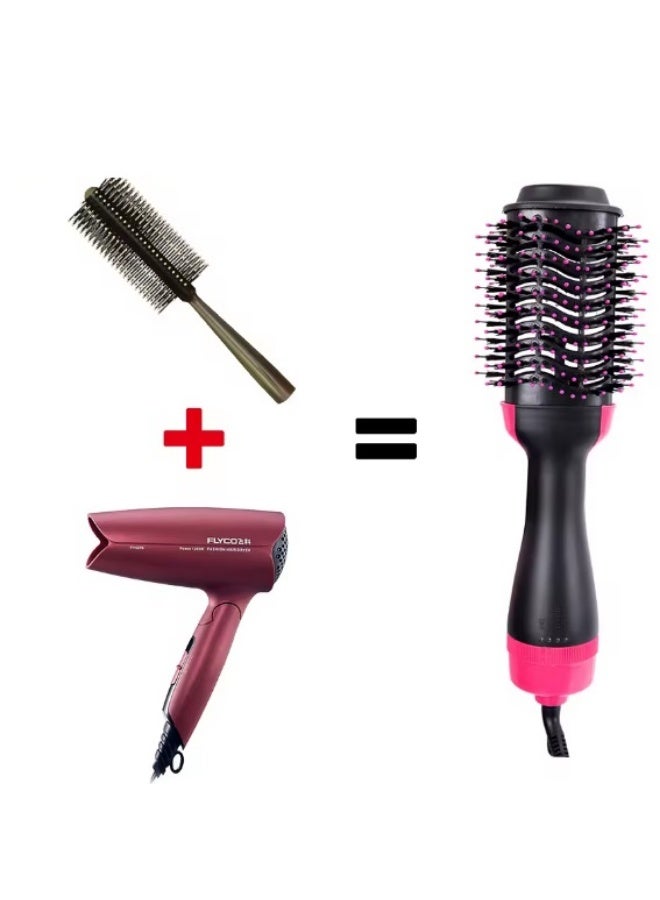 One Step 2 in 1  Hot Air Comb Hot Air Dryer Brush Styler & Volumizer Hair Straightener Curler Dry & Wet Use Hair Brush - Image 2