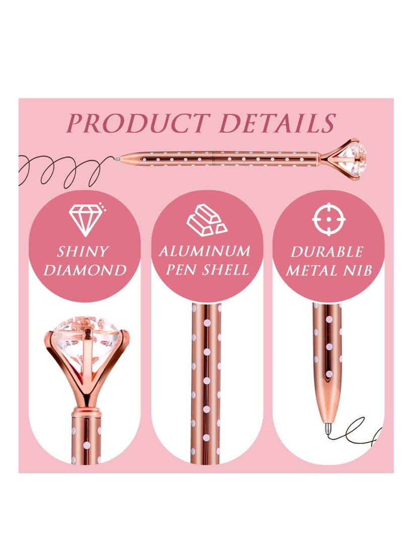 SYOSI Ballpoint Pen, 8 Pcs Rose Gold Ballpoint Pen Set, 1.0mm Black Gel Ink Ballpoint Pen, Liquid Glitter Crystal Diamond Pen Black, Writing Quick-drying Pens, for School Office Desk Supplies - Image 4
