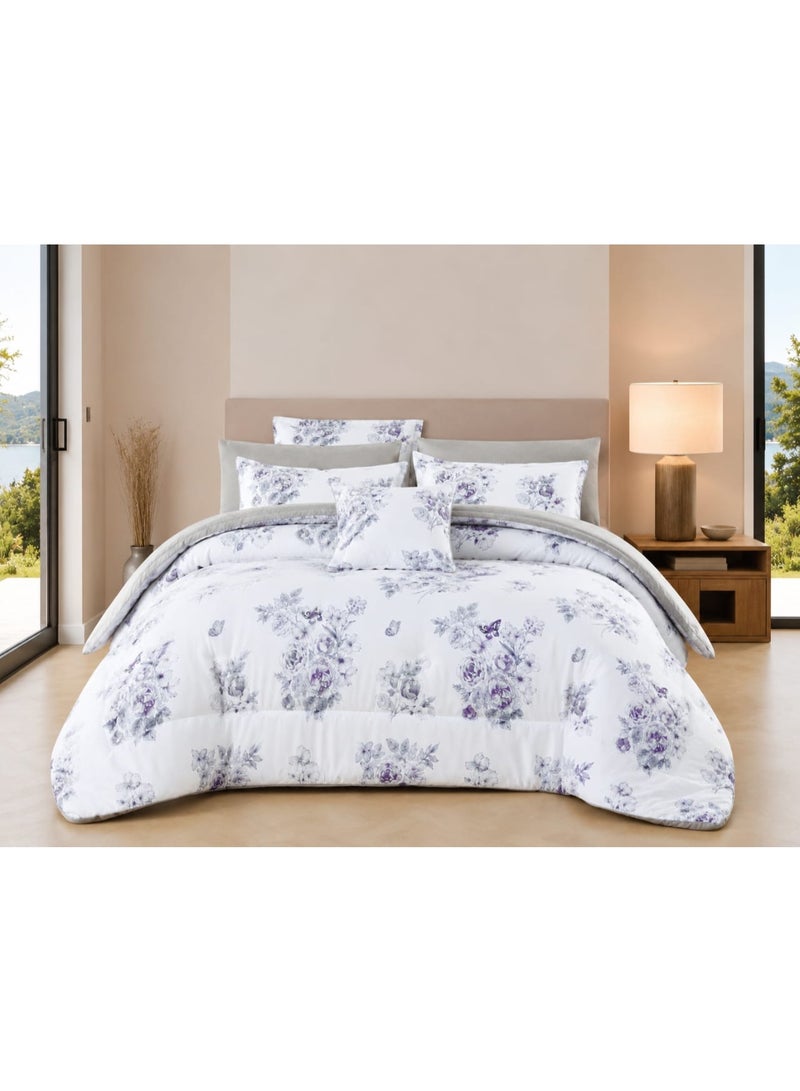 Double bed sheet set, 8 pieces, semi-cotton, summer pattern – elegant design and perfect comfort for all warm seasons - Image 1