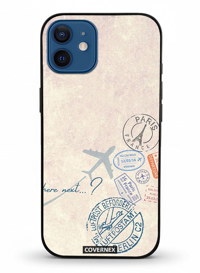 Covernex Apple iPhone 12 Protective Case Cover Printed Featuring Paris And Aviation Stamp - Image 2
