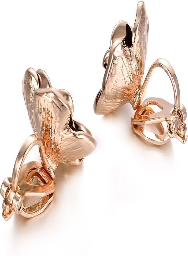 El Regalo Black Rose Flower Vintage Clip On Fake Stud Earrings for Women & Girls - No Piercing Required, Black Gypsy Wild, Gold-Plated Earring Clips for Non-Pierced Ears - Image 2