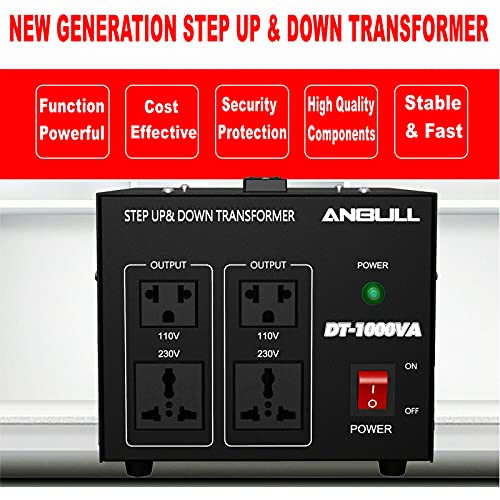 Anbull Voltage Converter 1000 Watt Voltage Transformer, 220V / 230V / 240 Volt to 110V / 120 Volt or 110V / 120 Volt to 220V / 230V / 240 Volt, Heavy Duty Step Up & Down Transformer Converter - Image 4