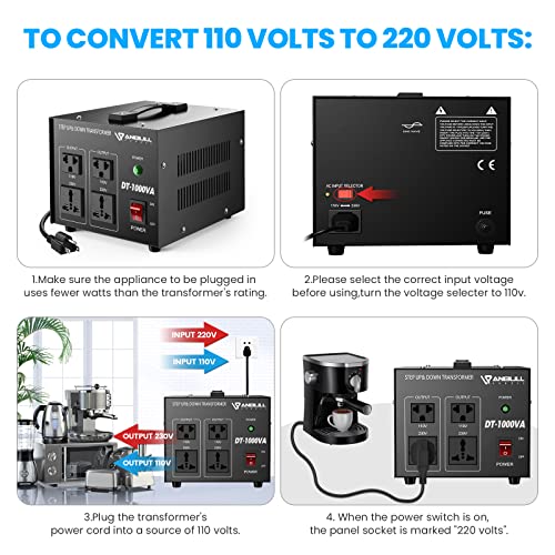 Anbull Voltage Converter 1000 Watt Voltage Transformer, 220V / 230V / 240 Volt to 110V / 120 Volt or 110V / 120 Volt to 220V / 230V / 240 Volt, Heavy Duty Step Up & Down Transformer Converter - Image 3