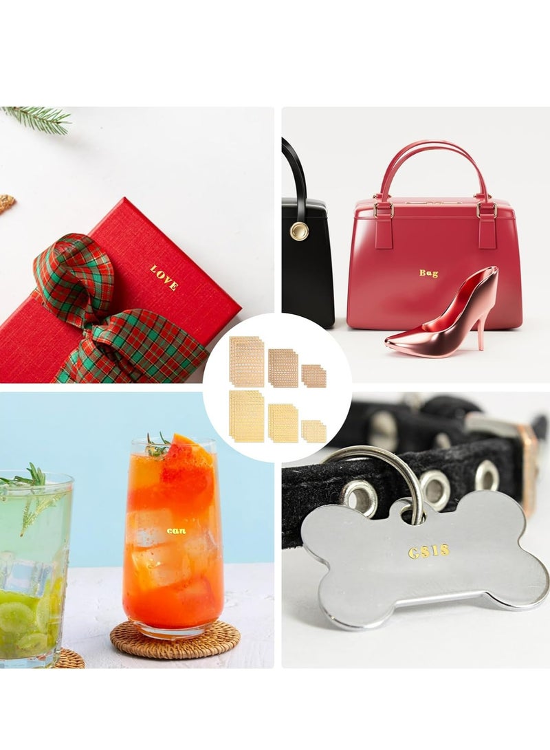 أوزيغالور 18 ورقة ملصقات حروف وأرقام لامعة من الراتنج، ذهبي/فضي، ذاتية اللصق للأعمال اليدوية والديكور. - Image 4